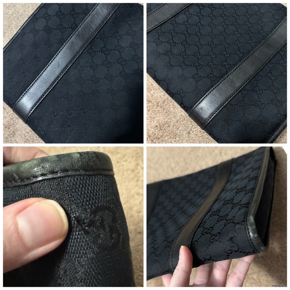 Gucci AUTHENTIC Vintage Monogram GG Black Canvas Clutch Bag File Laptop Case - Picture 11 of 16